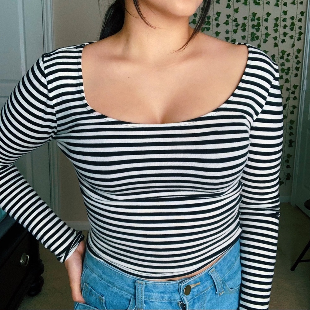 Striped Long Sleeve Top - CHARLOTTE RUSSE